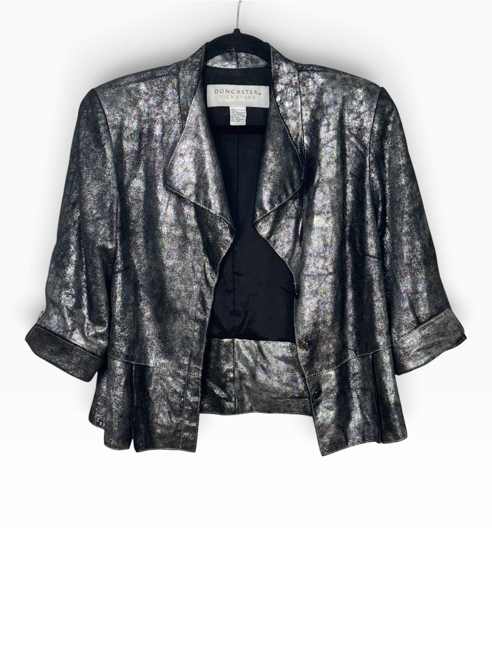 Vintage Doncaster Signature Silver
Metallic Leather Jacket Blazer - Sz 10